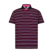 Aguila Golf Maroon, Pink, and White Striped Performance Polo Shirt - Image 1