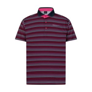 Aguila Golf Maroon, Pink, and White Striped Performance Polo Shirt