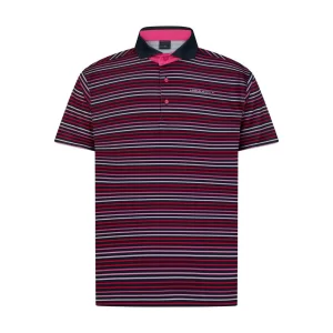 Aguila Golf Maroon, Pink, and White Striped Performance Polo Shirt