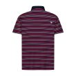 Aguila Golf Maroon, Pink, and White Striped Performance Polo Shirt - Image 2