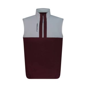 Light Gray and Burgundy Men's Sleeveless Vest