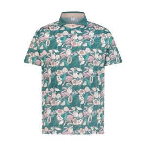 Teal Flamingo Men's Golf Polo