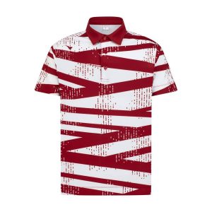 Red and White Abstract Men's Golf Polo