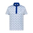 Pale Sky Blue Printed Boy's Golf Polo - Image 1