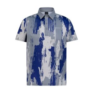 Slate Blue Printed Boy's Golf Polo