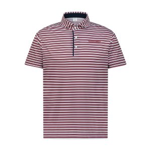 Aguila Golf Maroon and White Striped Performance Polo Shirt