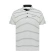 Aguila Golf White and Black Striped Performance Polo Shirt - Image 1