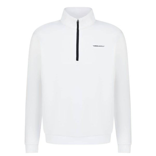 Aguila Golf Men's Pullover – White Half-Zip Long-Sleeve Fit