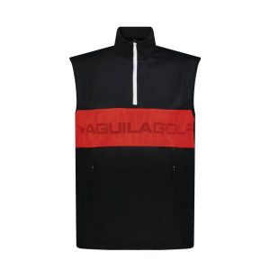 Aguila Golf Sleeveless Quarter-Zip Vest – Red Stripe Design

