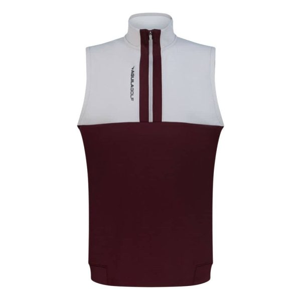 Aguila Golf Sleeveless Vest – Burgundy & Gray Half-Zip Fit