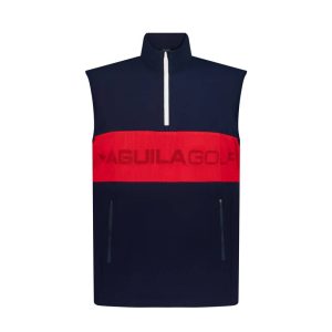 Aguila Golf Sleeveless Vest – Navy Blue with Red Stripe

