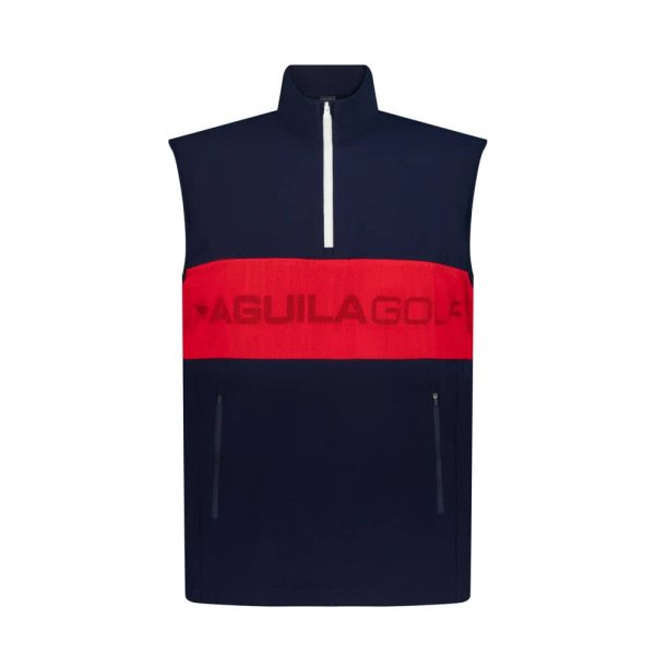 Aguila Golf Sleeveless Vest – Navy Blue with Red Stripe