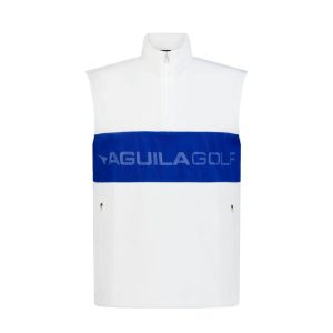 Aguila Golf Sleeveless Vest – White & Blue Quarter-Zip Fit