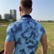 Moderno Pixel Comb Teal Men’s Golf Polo - Image 4