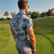 Moderno Pixel Comb Light Grey Men’s Golf Polo - Image 5